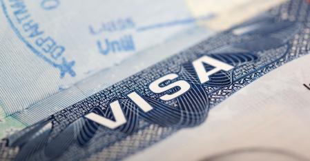 Visa Requirements close up of a us visa in a passport